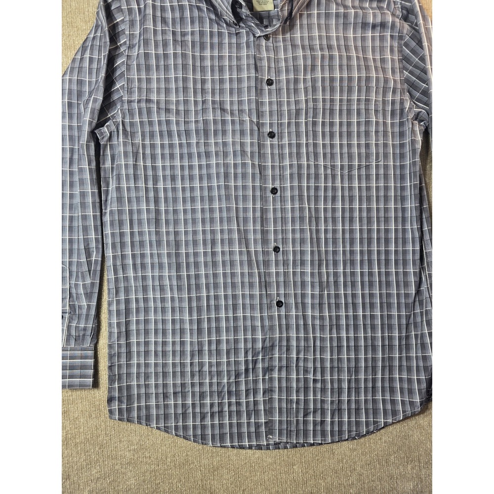 Black Trail Outfitter Men's Medium Gray Plaid Long Sleeve Button Down Shirt - Picture 5 of 13